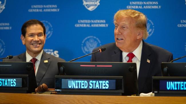 Marco Rubio y Donald Trump este martes en la ONU.
