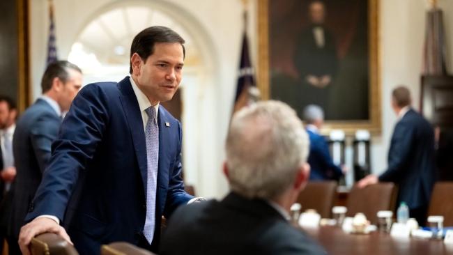 El secretario de Estado de EEUU, Marco Rubio, durante una reunión del gabinete de Donald Trump.