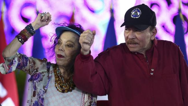 Los copresidentes de Nicaragua, Daniel Ortega y Rosario Murillo, en Managua en abril de 2025. 