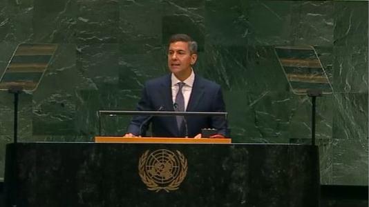 El presidente de Paraguay, Santiago Peña, en la ONU.