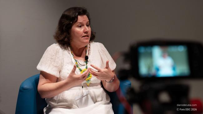 La socióloga cubana Elaine Acosta durante la entrevista con DDC, Madrid, 2026.
