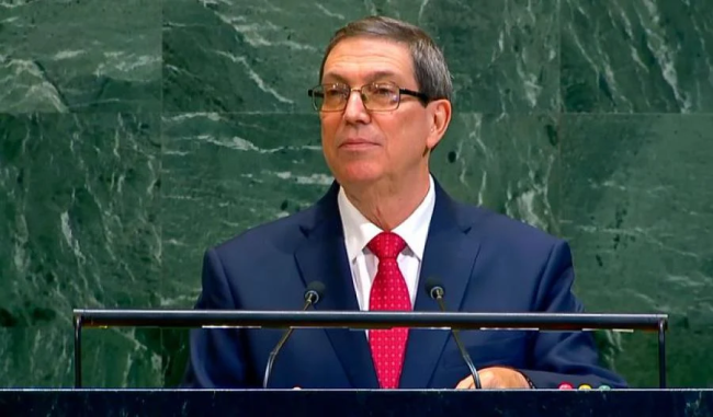 El ministro de Relaciones Exteriores de Cuba, Bruno Rodríguez, en la ONU.