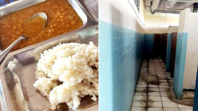 Los alimentos que reciben y el estado de los baños de la beca estudiantil de los alumnos sudafricanos en Cuba.