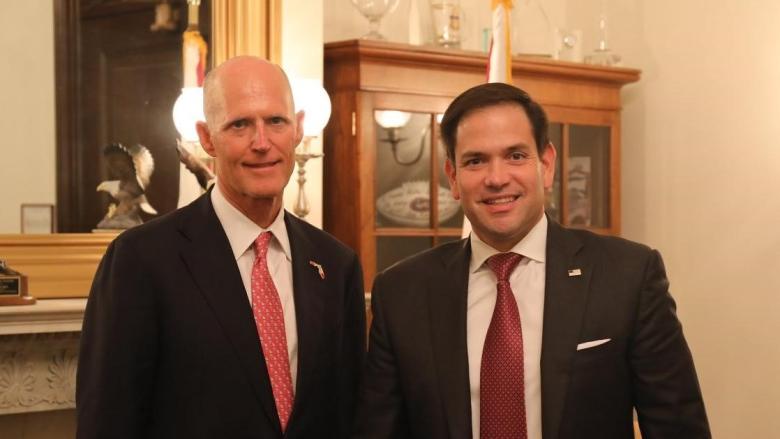 Los senadores republicanos por la Florida Rick Scott y Marco Rubio.