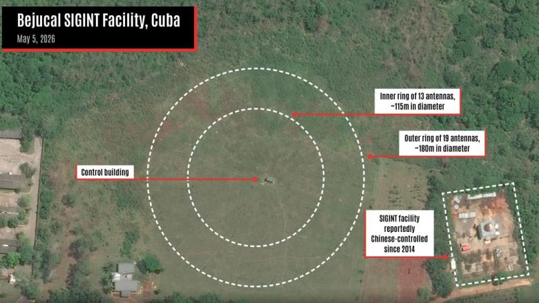 Imágenes satelital de la base de espionaje de Bejucal.