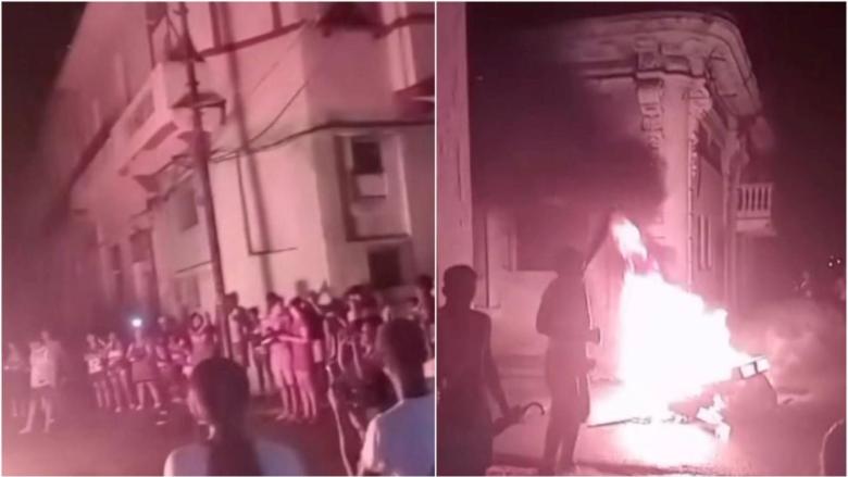 Protesta en el barrio de Jesús María en La Habana.