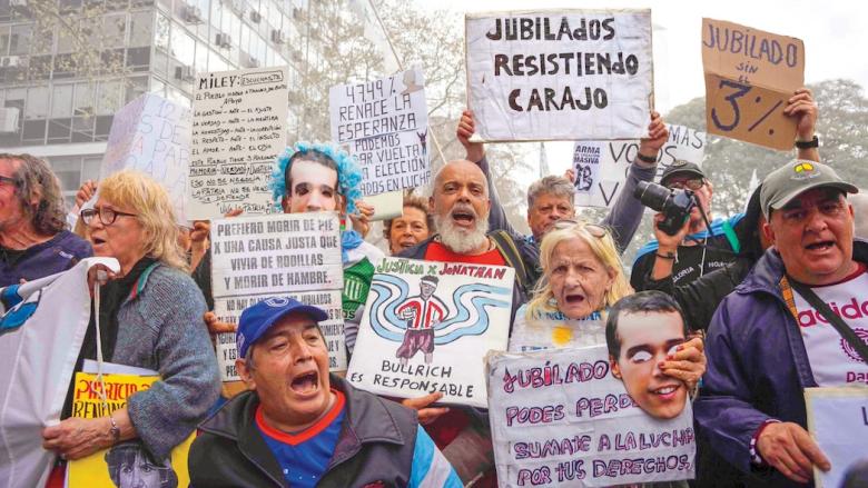 Protesta de jubilados por sus pensiones en Buenos Aires, septiembre de 2025.
