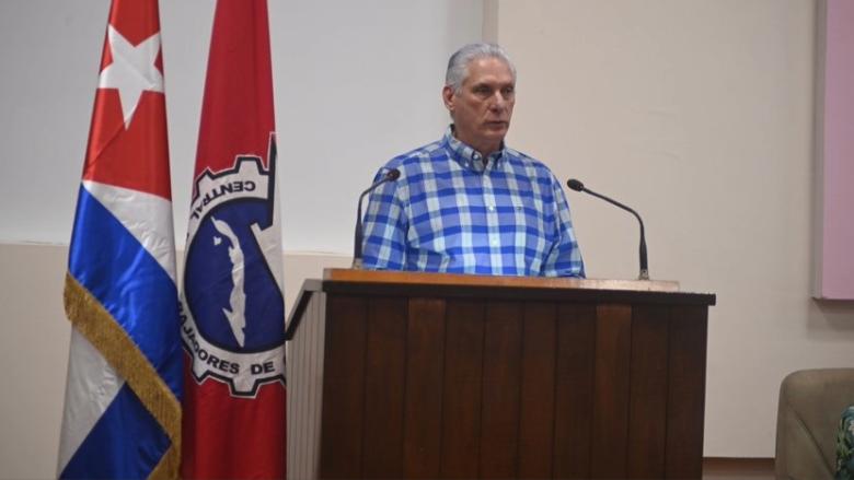 Miguel Díaz-Canel al clausurar el Congreso de la CTC.