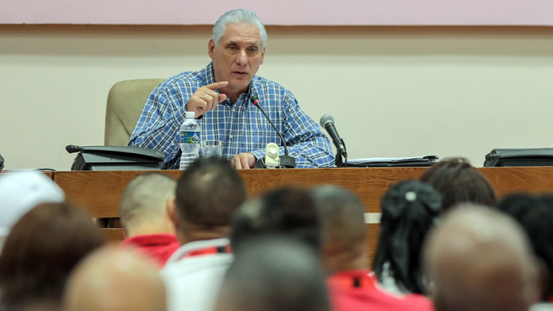 Miguel Díaz-Canel durante su intervención en el Congreso de la CTC.