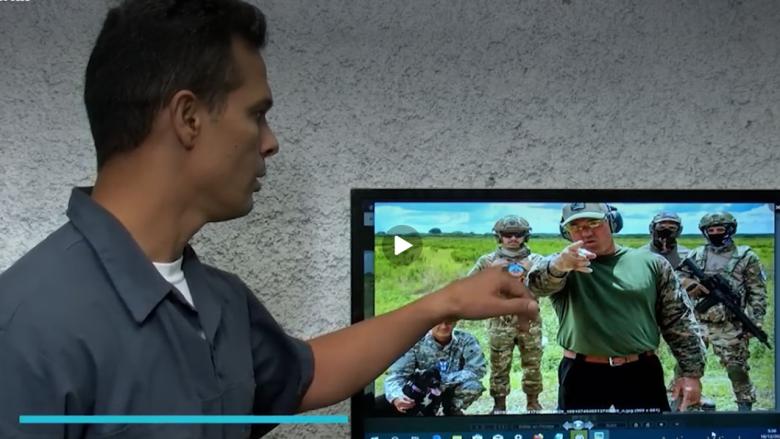 Ardenys García Álvarez exhibido en television nacional junto a imágenes del entrenamiento militar.