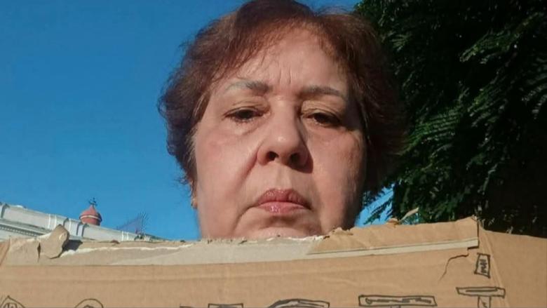 Alina Bárbara López Hernández durante una protesta cívica.