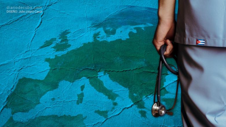 Ilustración sobre los obstáculos del régimen cubano a los médicos en el exterior.